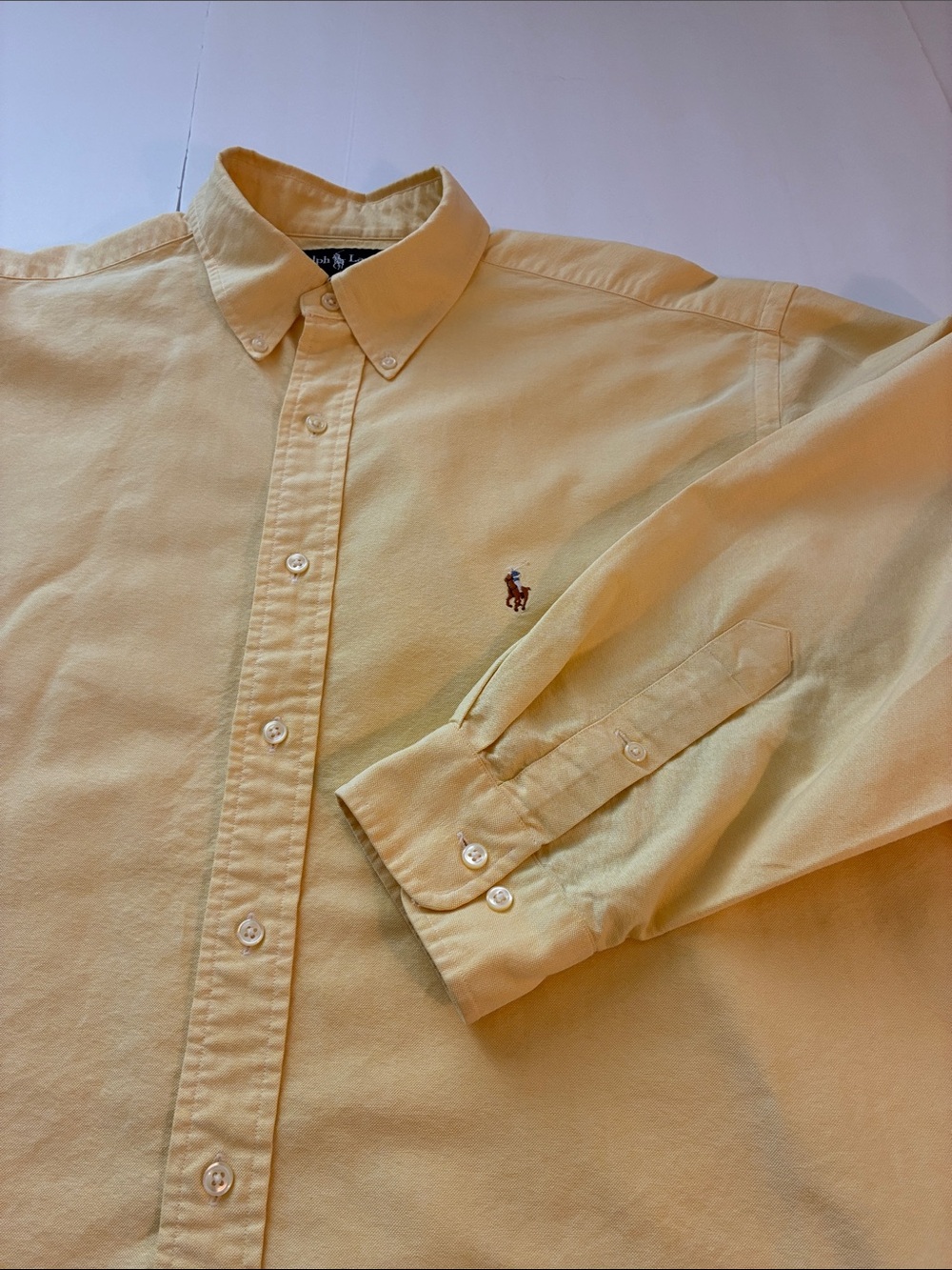 Polo by Ralph Lauren Logo Pony Pale Yellow Button-Down Shirt
